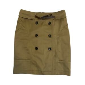 Women 6 Chouette Button Front Straight Pencil Skirt Brown Belted